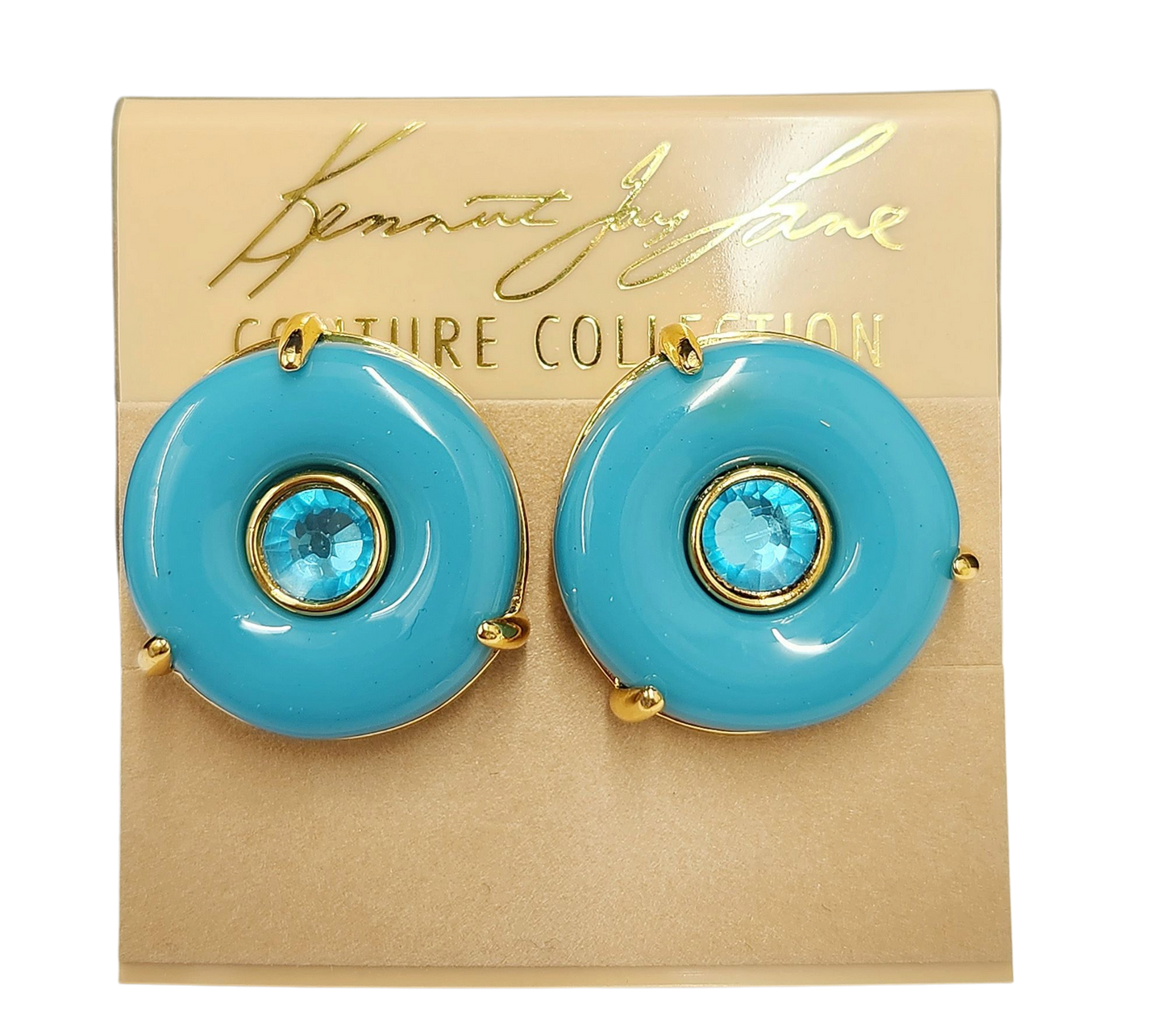 Turquoise and Aqua Round Button Clip earring