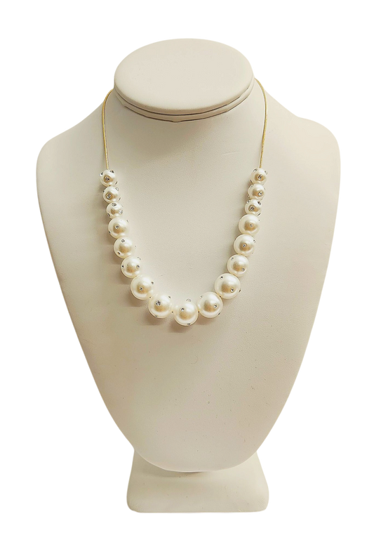 Gold with Pearl- Crystal Necklace