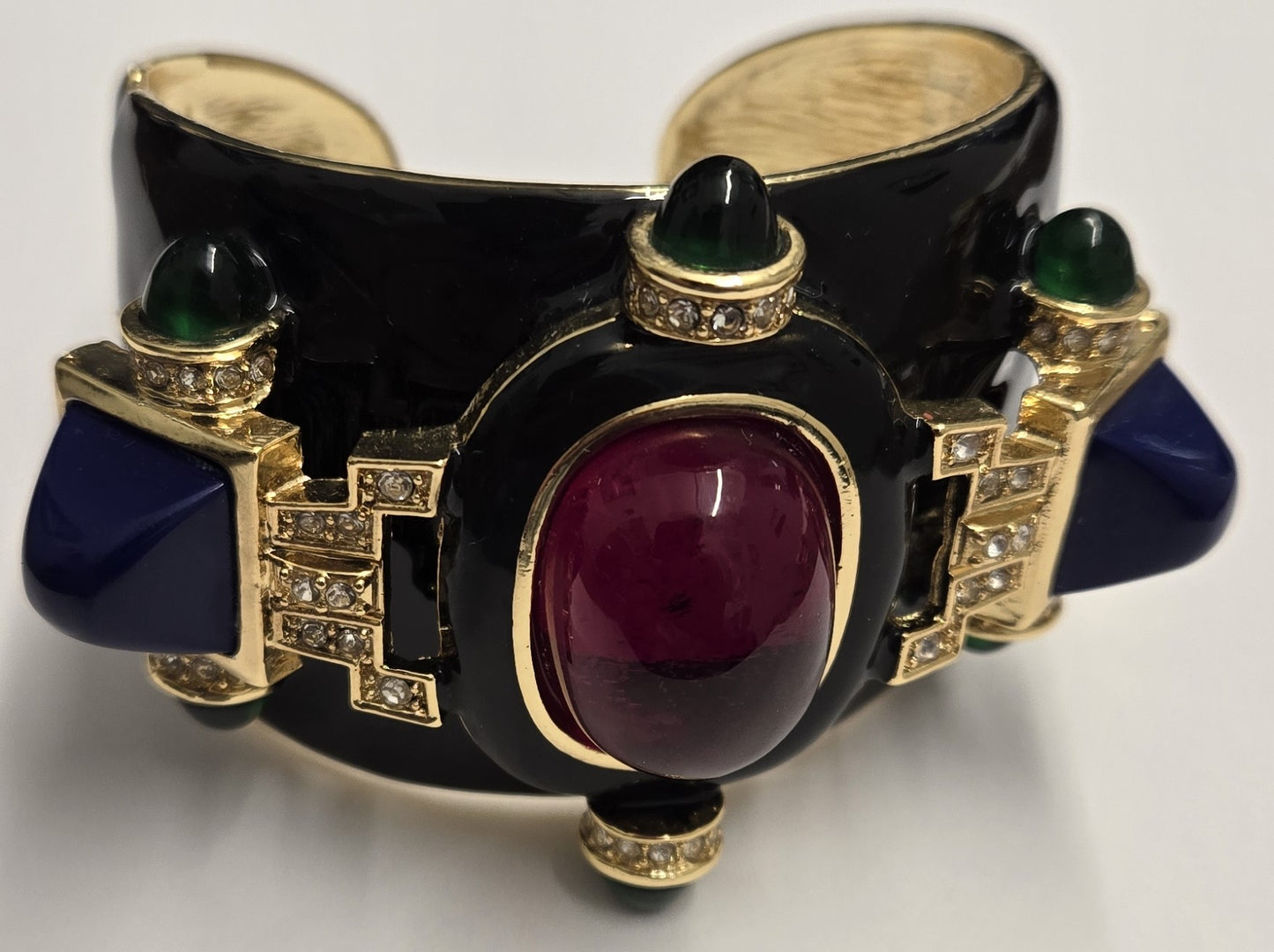 Black Enamel Art Deco cuff bracelet