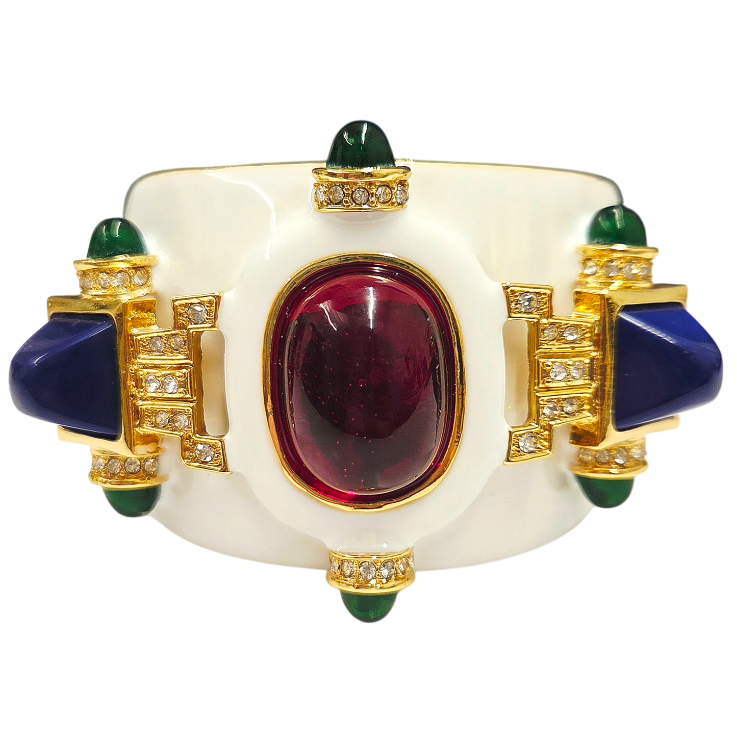 White Enamel Hinged Art Deco Cuff