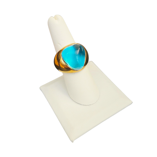 Aqua Cabochon Nugget Ring
