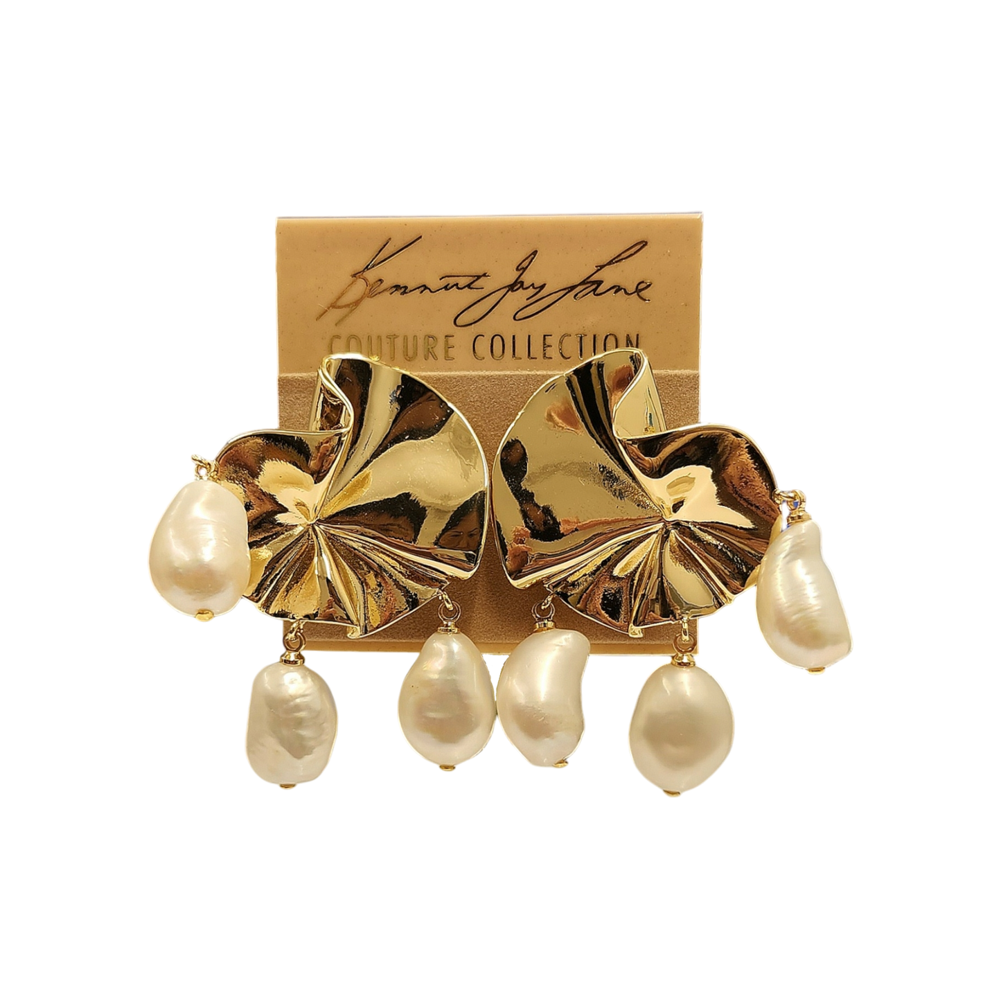 Gold with Three Baroque Pearl Earring