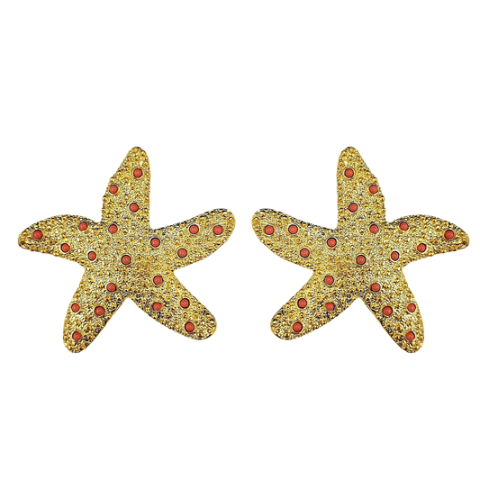 Coral Dots Starfish Earring