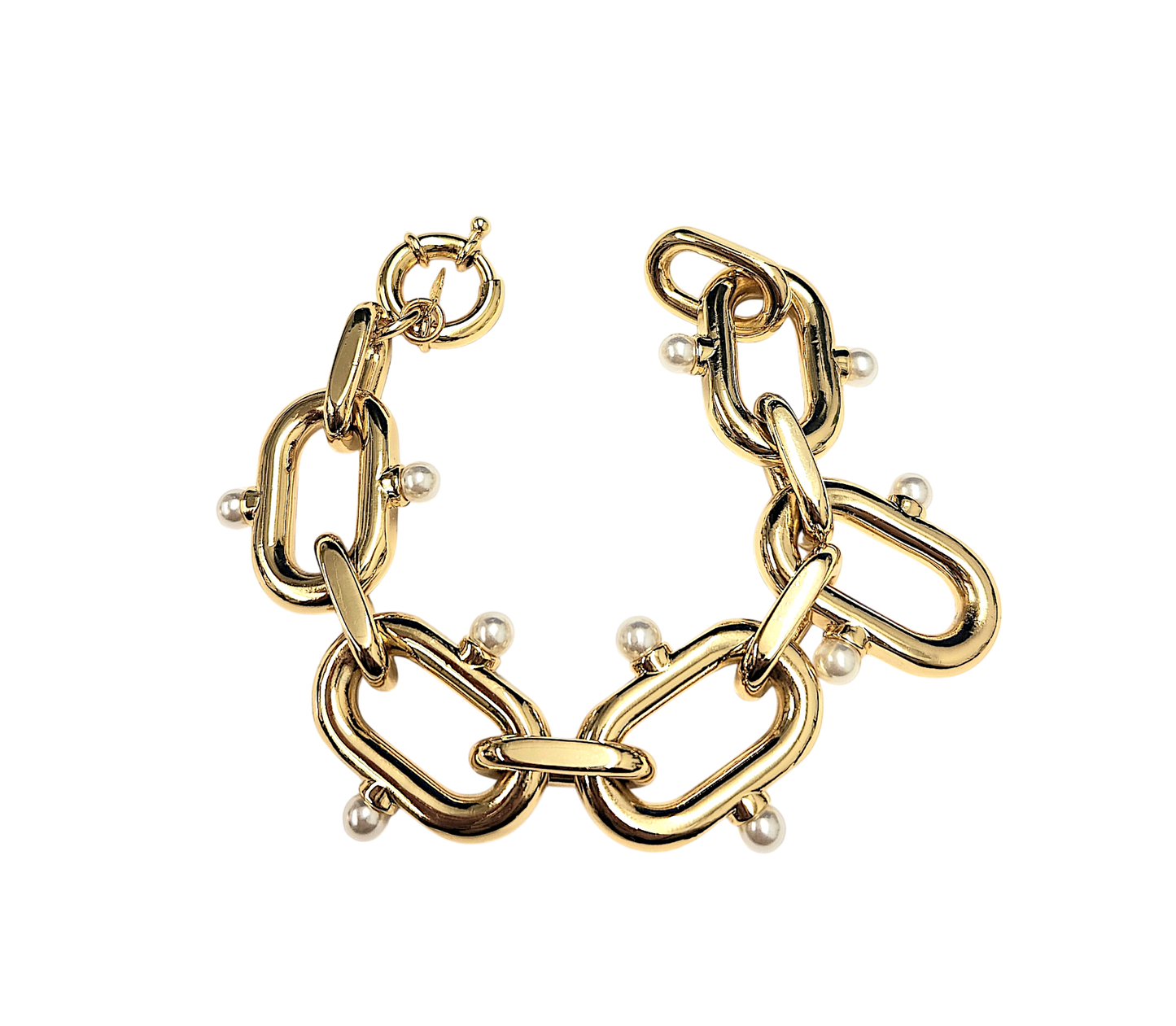 Gold Links with Pearls Bracelet