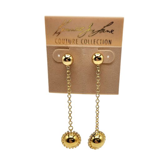 Gold Chain with Ball Rhinestone Earring