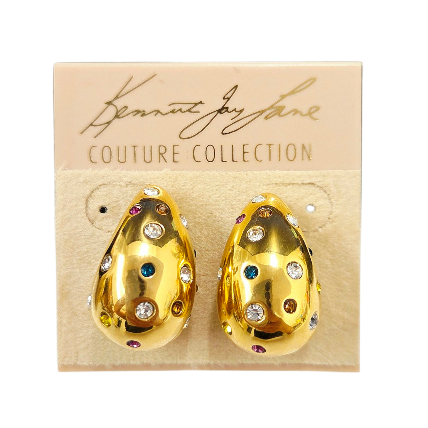 Multi-Color Gemstones Tapered Earring