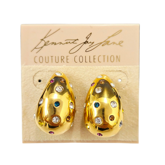 Multi-Color Gemstones Tapered Earring
