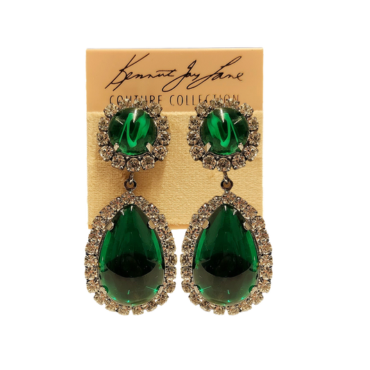 Gunmetal with Crystal Emerald Earring