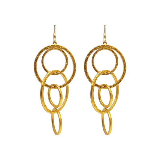 Satin Gold Circles Fishhook Earring