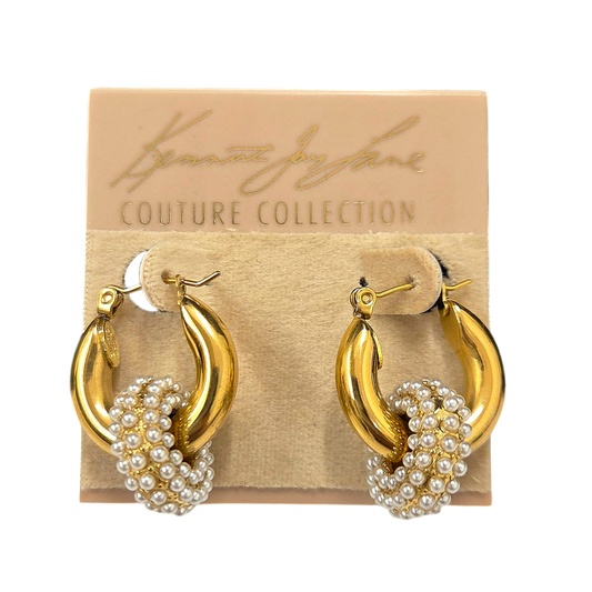 Gold Pearl Hoop Earring