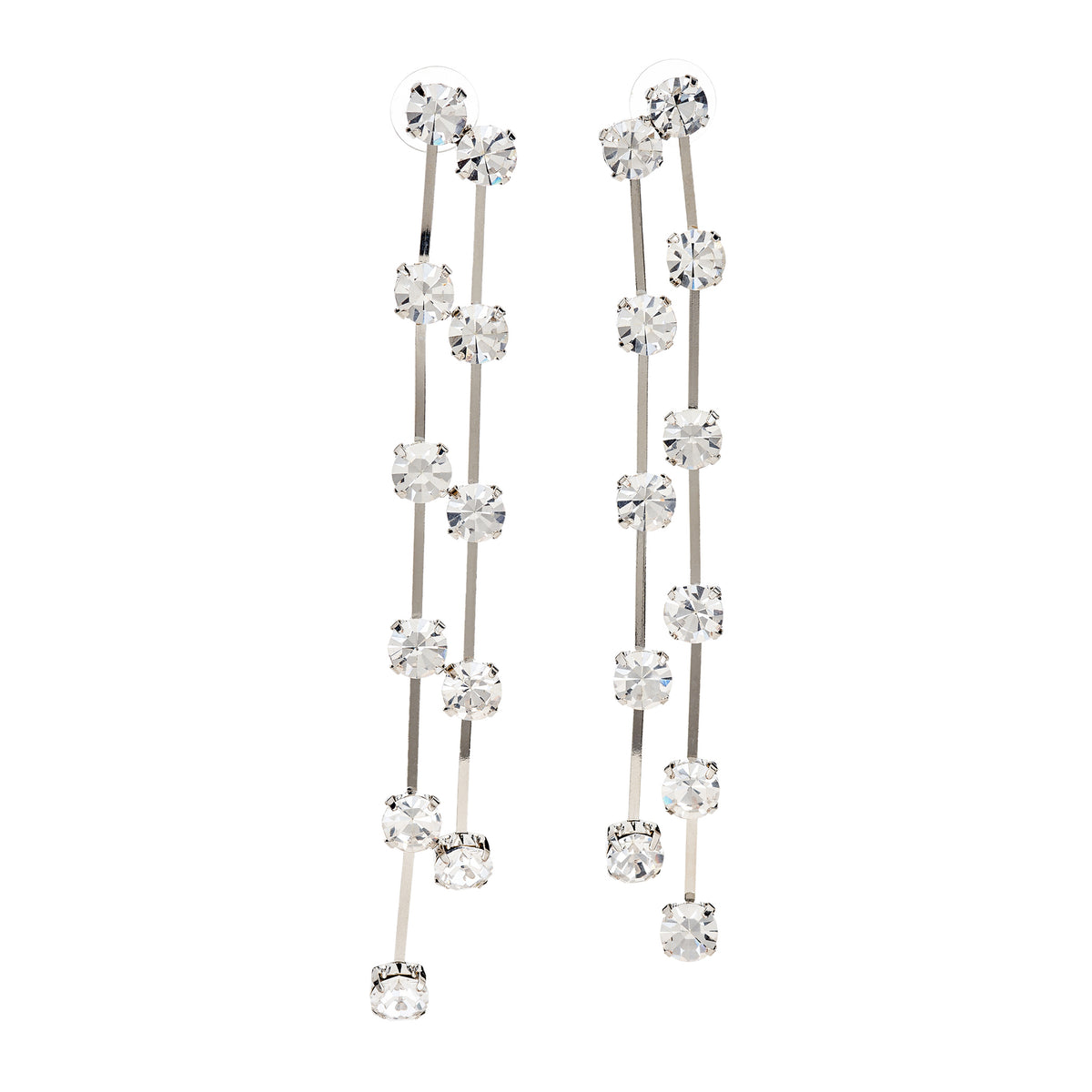 Silver/Crystal Drop Pierced Earring