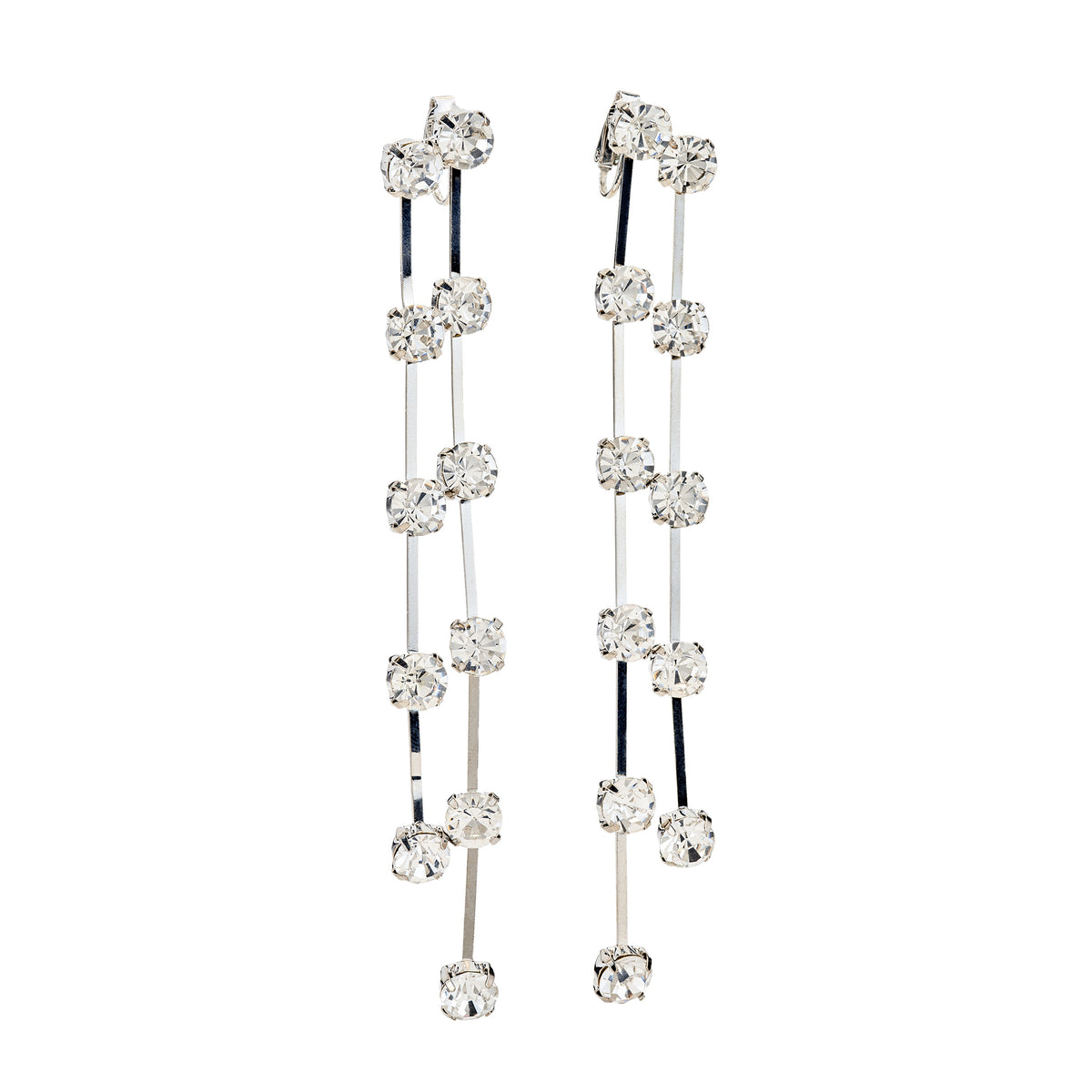 Silver/Crystal Drop Clip Earring