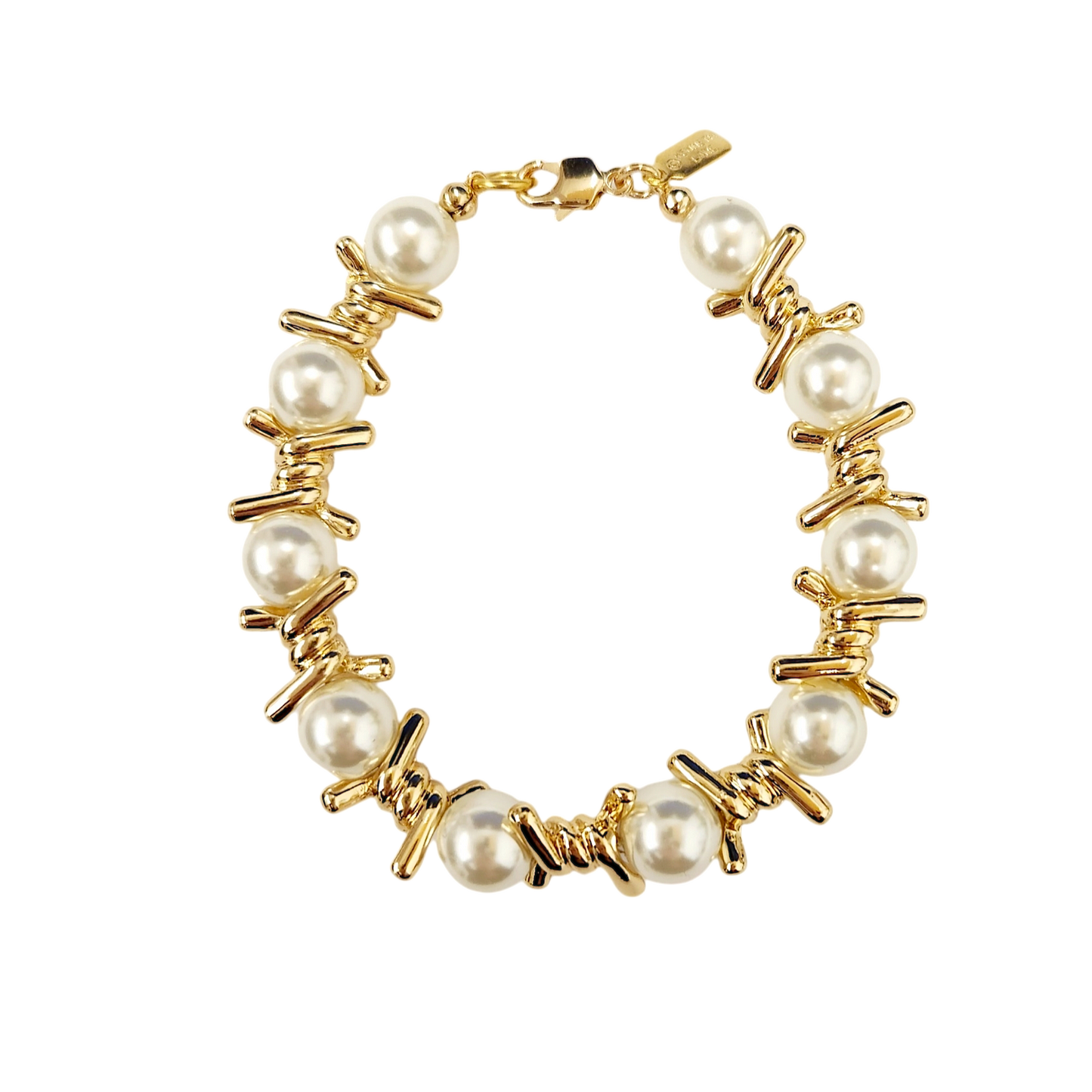 Gold Twist Knotted Pearls Bracelet