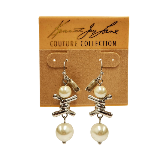 Silver Twist Knot Pearl Earring