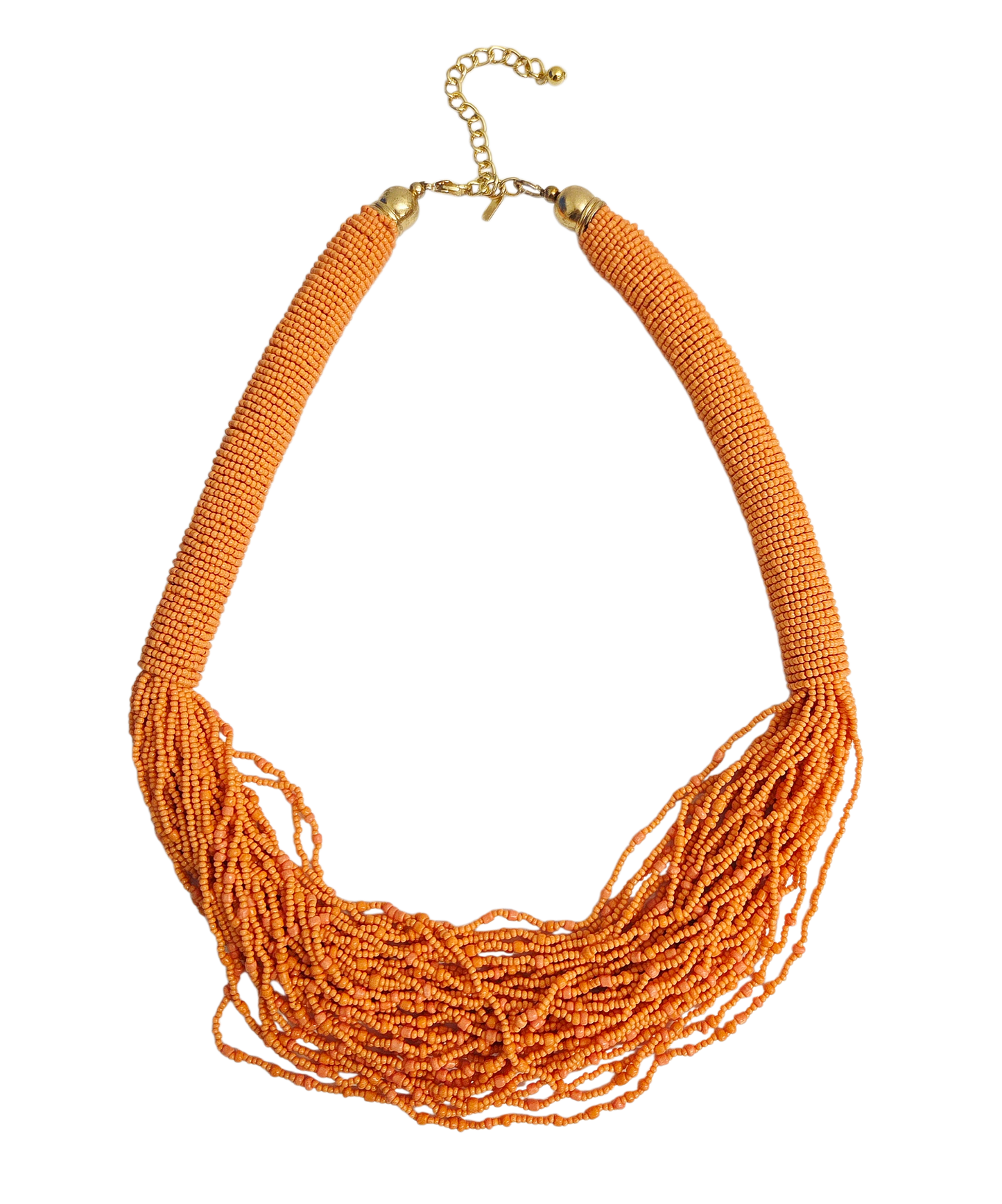 Coral Seed-Bead Draping Necklace