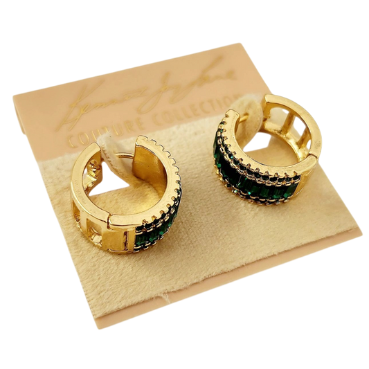 Emerald Baguettes Hoop Earring