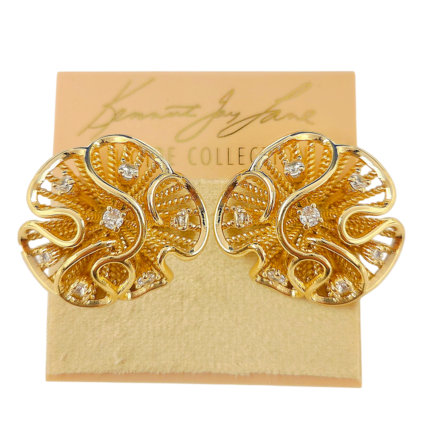 Gold Crystal Flower Earring