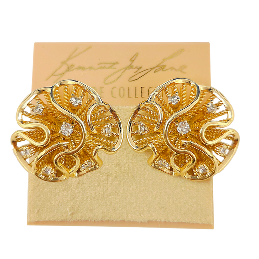 Gold Crystal Flower Earring