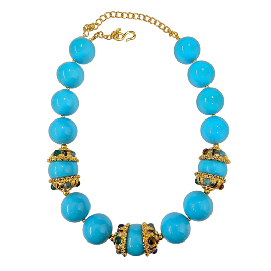 Turquoise with Multi-Color Caps Necklace
