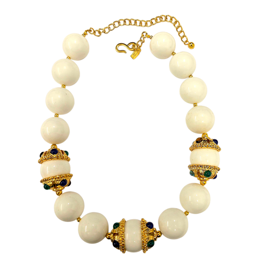 White with Multi-Color Caps Necklace