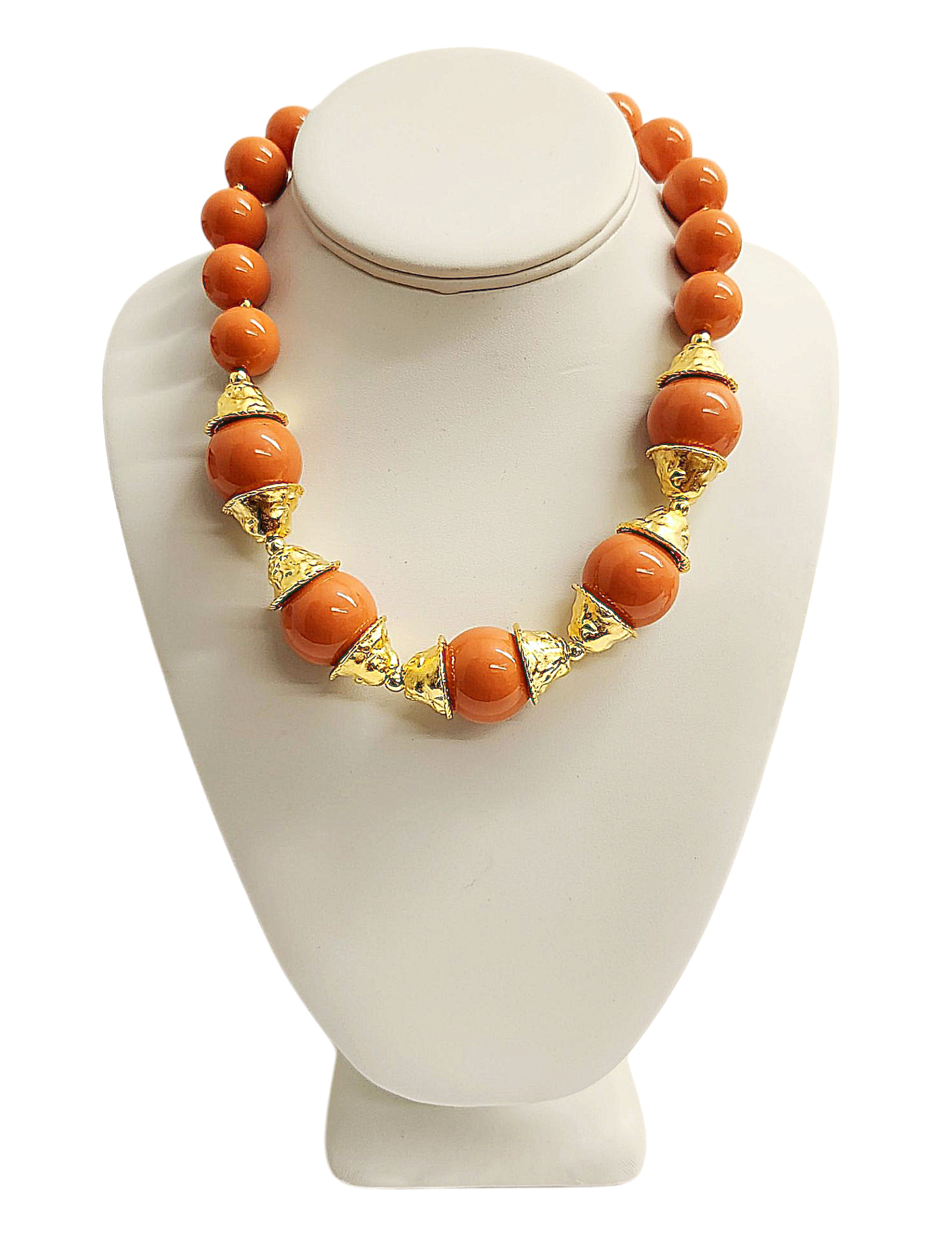 Gold with Coral Bead Necklace