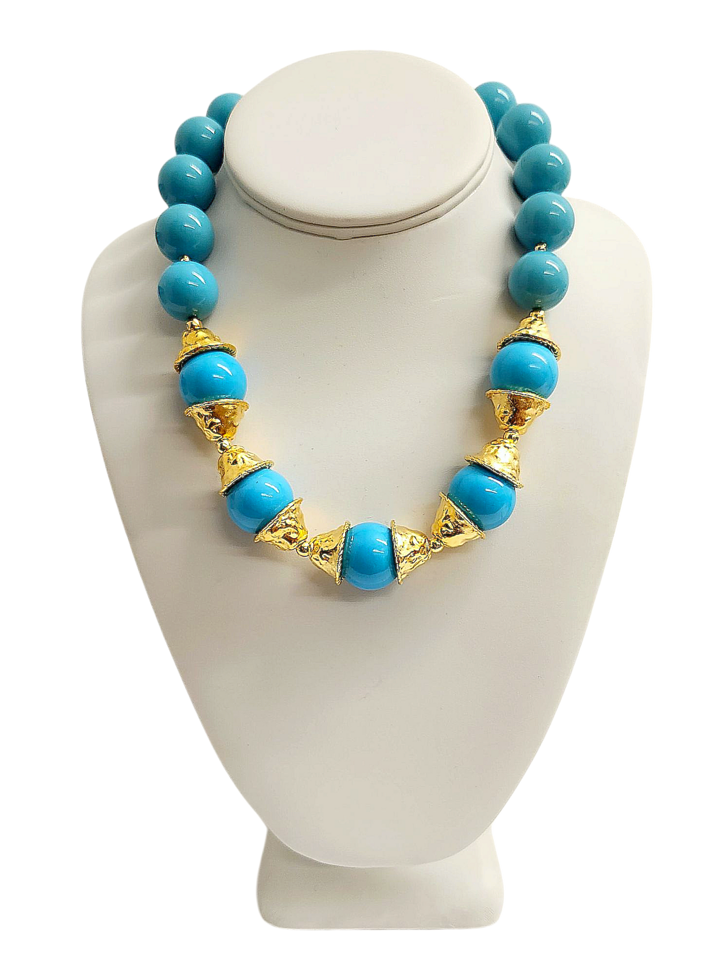 Gold with Turquoise Bead Necklace