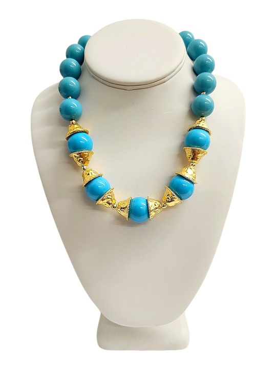 Gold with Turquoise Bead Necklace