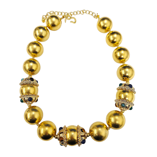 Gold with Multi-Color Caps Necklace