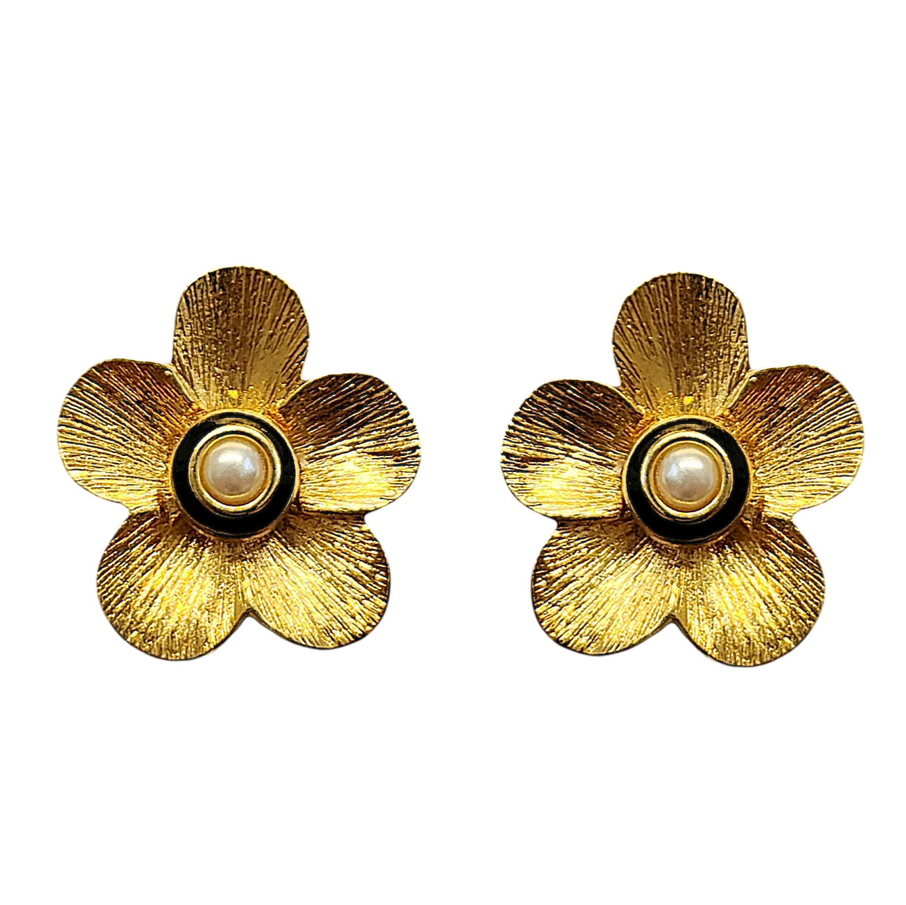 Gold Pearl Flower Earring