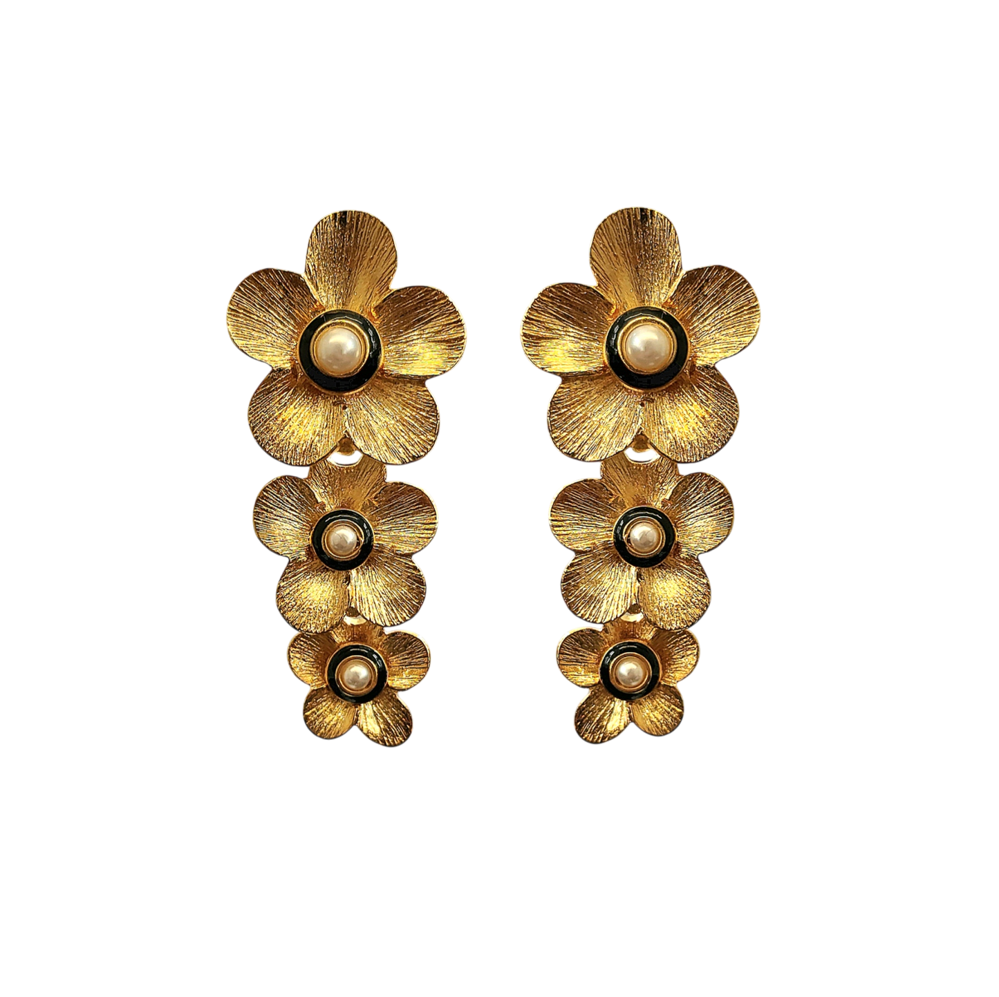 Pearl Graduated Flowers Earrings