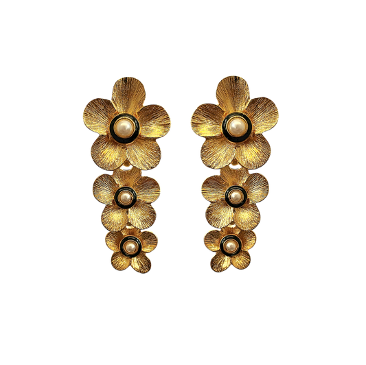 Pearl Graduated Flowers Earrings