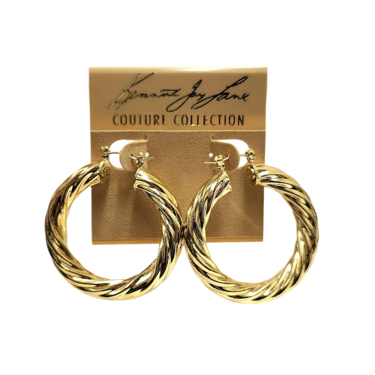 Large Gold Twist Rope Hoop Earring