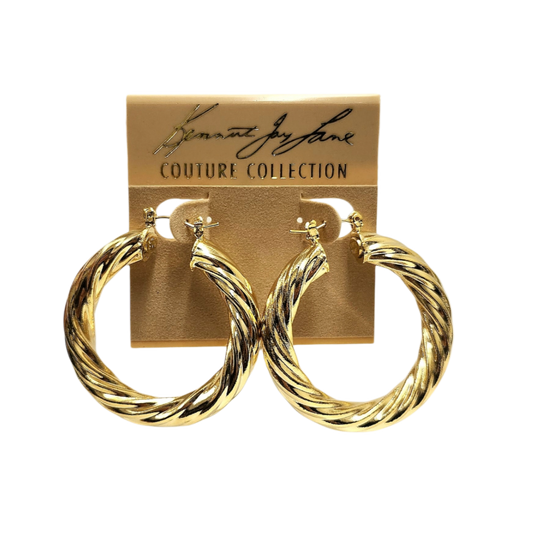 Large Gold Twist Rope Hoop Earring