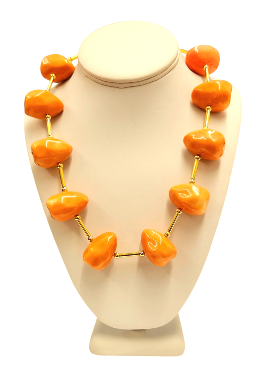 Coral Matrix Nugget Necklace