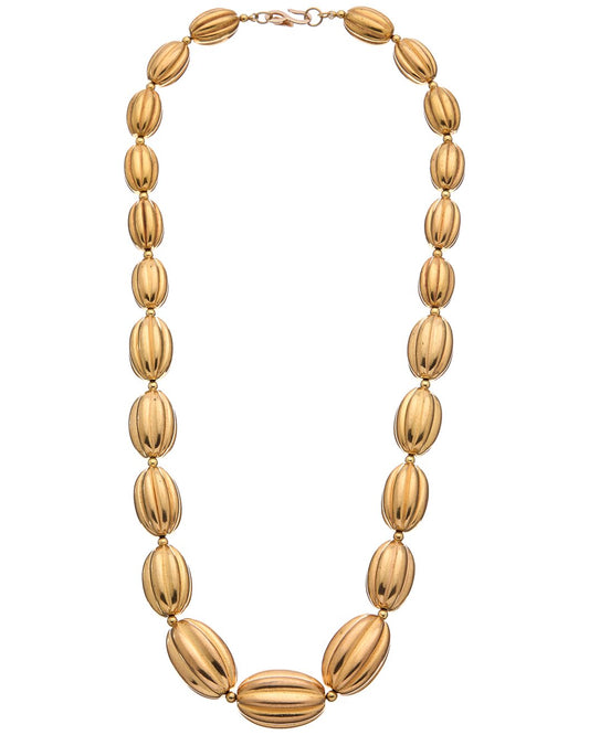 gold small to large oval shape beaded necklace