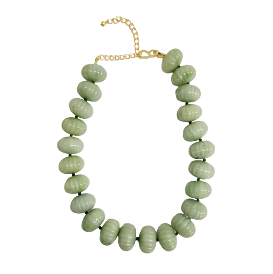 18-22" gold chain with light jade textured S hook necklace