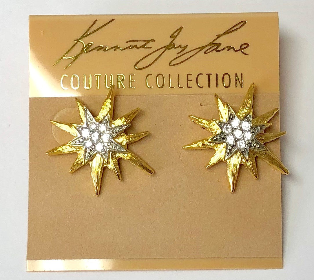 Gold Crystals Star Pierced Earring