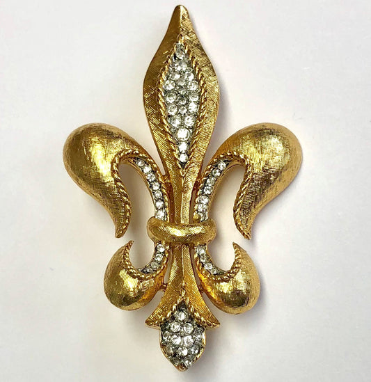 Gold Crystals Fleur-de-lis Pin