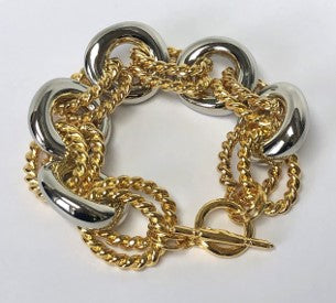 Gold And Rhodium Link Bracelet