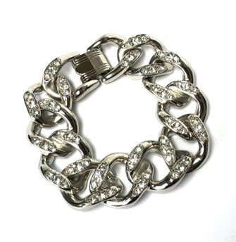 Rhodium With Crystal Link Bracelet