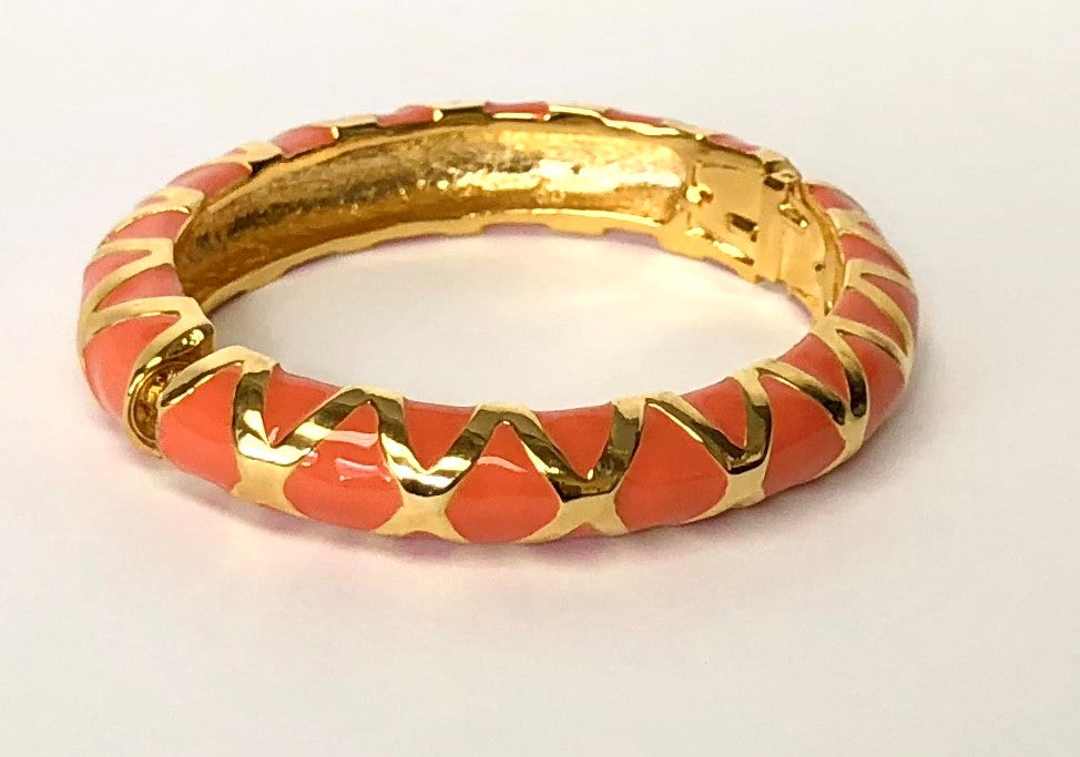 Gold Coral Enamel Bracelet