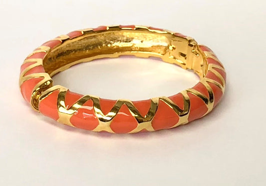 Gold Coral Enamel Bracelet