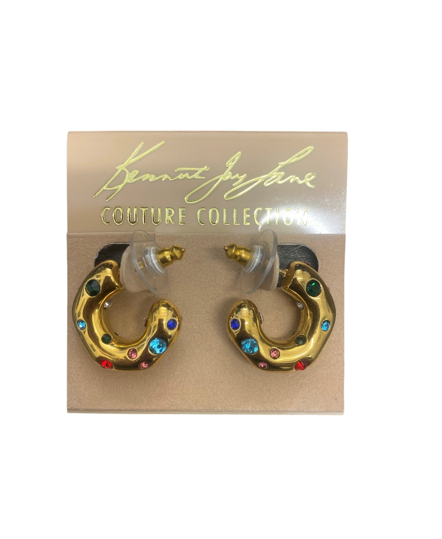 3-4" Gold-Multi Free Form Pierced Tube Hoop