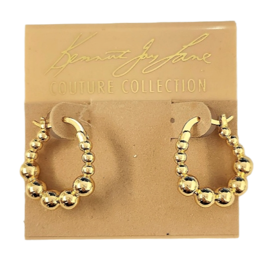 3-4" x 3-4" Graduated Gold Ball Hinged Post Hoop Earring