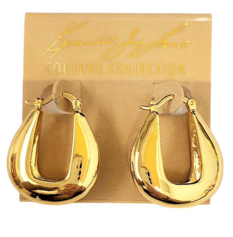 Gold U-Shaped Huggie Hoop Earring with Hinge Post