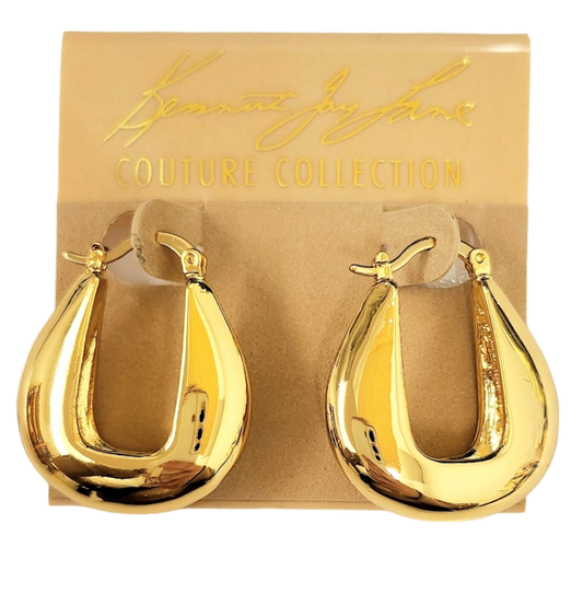 Gold U-Shaped Huggie Hoop Earring with Hinge Post