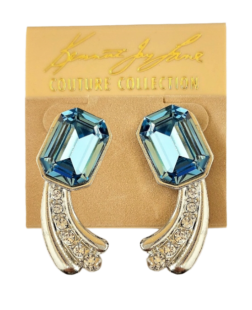 Silver with Aqua Top- Rhinestone Bottom Pierced Earring