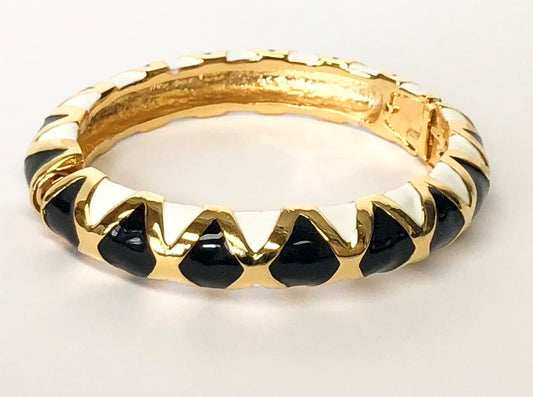 Gold Black And White Enamel Bracelet