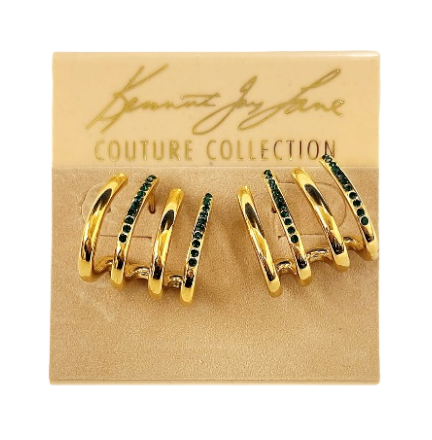 Emerald Rhinestones Huggie Post Earring