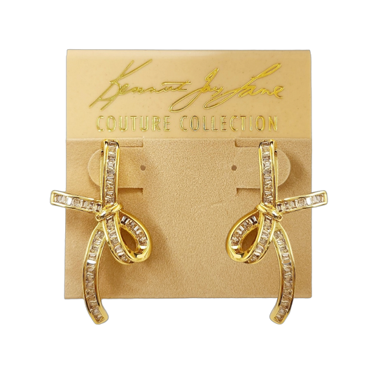 Gold with Rhinestone Bow Post Earring